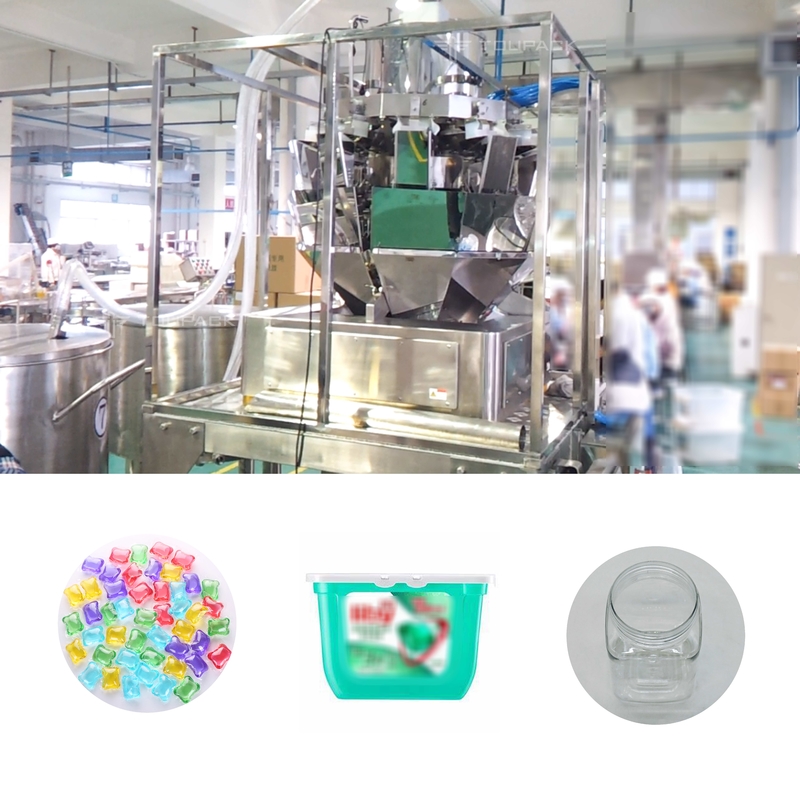 Máy cân nhiều đầu tự động 10 đầu Hạt giặt Jar Can Chai Hệ thống chiết rót và đóng gói