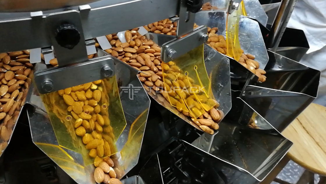 Băng tải thang máy Z Máy đóng gói có trọng lượng hoàn toàn tự động cho mùa Đậu Nho khô Đậu phộng Đồ ăn nhẹ Gạo