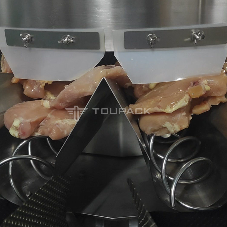 Máy đóng gói trục vít 1.0L 1.5L Phễu đĩa Dimple 14 đầu cho ức gà