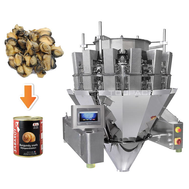 Tự động cân máy điền và niêm phong cho chai lon 10-500g thịt ốc ốc