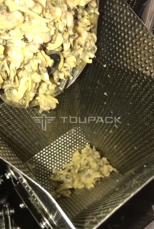Tự động cân máy điền và niêm phong cho chai lon 10-500g thịt ốc ốc