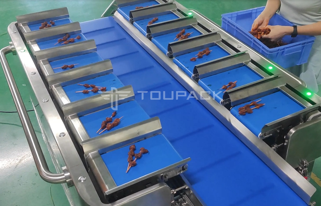 PLC Đường cân điện tử Thịt thịt cá Gà hải sản Tôm xúc xích Trọng lượng đa đầu Đường đai kết hợp