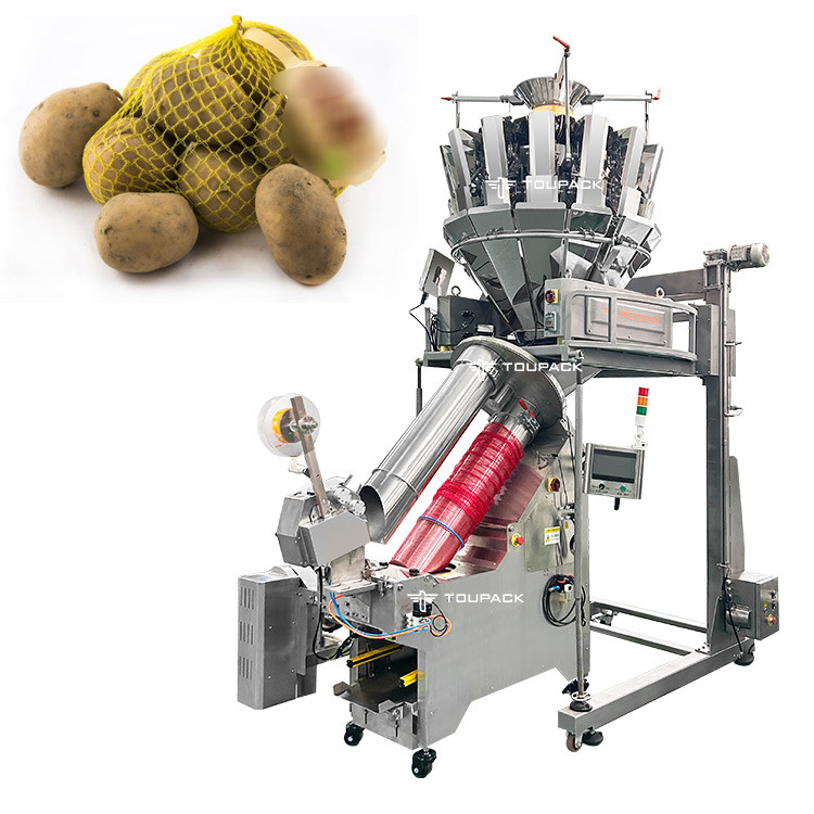 Máy đóng gói túi nylon net hoàn toàn tự động cho khoai tây tươi Walnut Net Bag Clipping Packing Machine