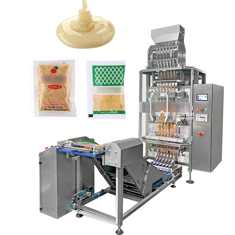 Máy nạp bột tự động Sauce chất lỏng Sachet Stick Multi Lane Máy đóng gói nhiều làn với checkweigher nhiều làn