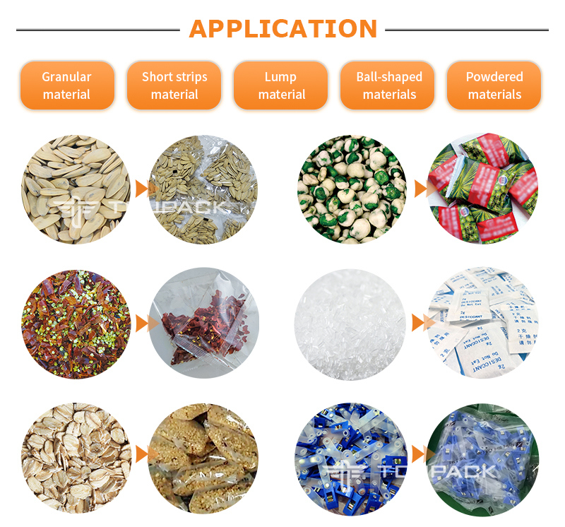 Hệ thống cân định lượng nhiều đầu tự động cho khoai tây chiên, máy đóng gói tôm, khoai tây chiên kiểu Pháp, máy đóng gói thực phẩm dạng hạt phồng