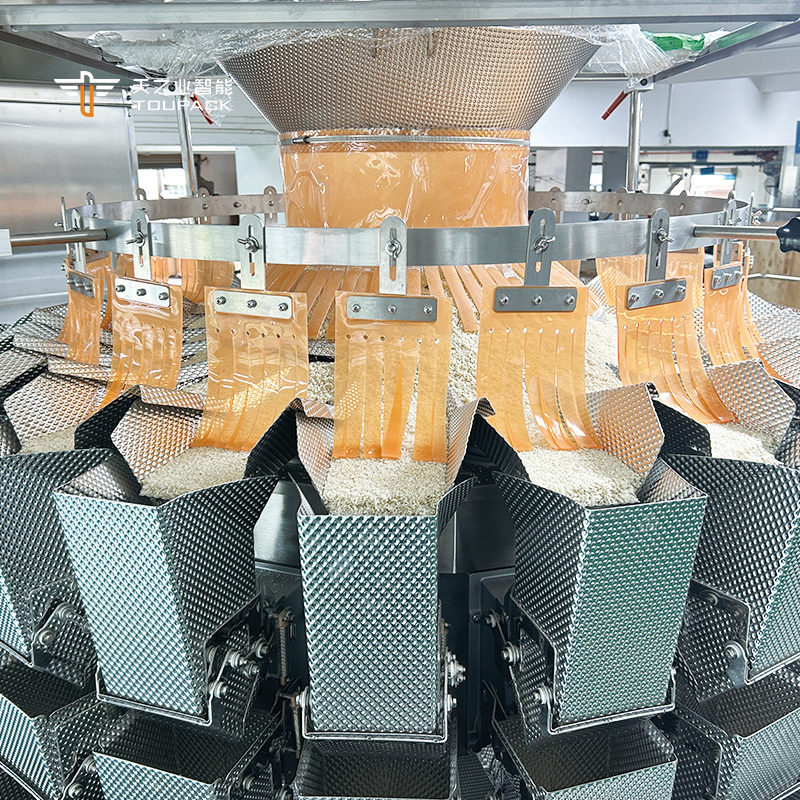 Thiết bị đóng gói cân định lượng đa đầu công nghiệp Bắp rang bơ Đồ ăn nhẹ Đường Bánh quy Cà phê Bánh quy Dây chuyền đóng gói túi nhựa