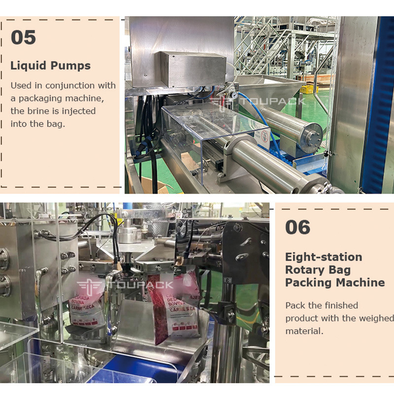 Thực phẩm tươi Thẻ bánh thịt Máy đóng gói nhiều đầu Đánh nặng mực Tôm ếch Abalone Zipper Bag Máy đóng gói tự động