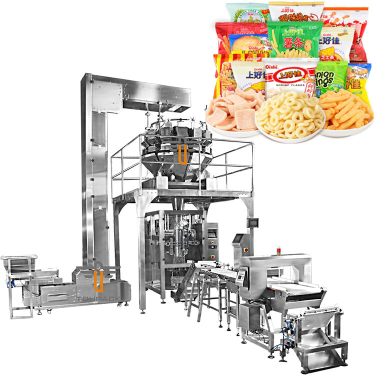 Máy đóng gói hạt tự động Chips khoai tây tất cả trong một dây chuyền sản xuất cân và túi