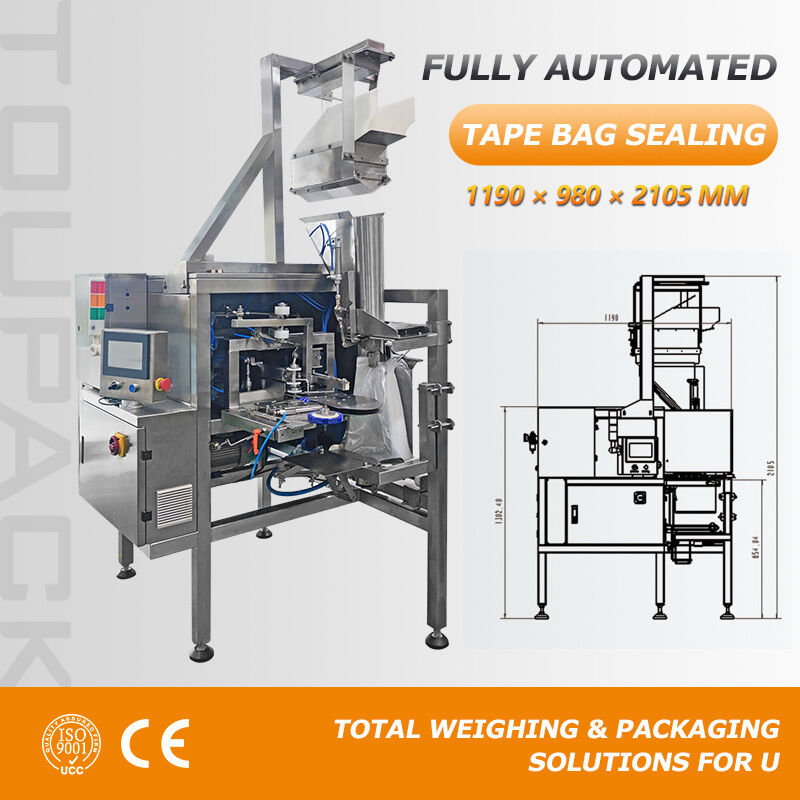 Máy đóng túi sản xuất tự động dành cho túi nhựa đục lỗ có tùy chọn dán băng và đóng kẹp