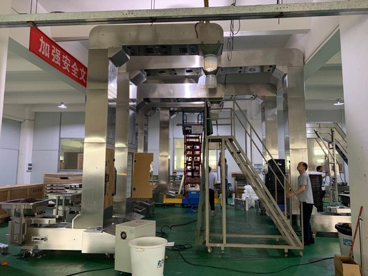 thang máy gầu loại Z tùy chỉnh hoạt động với hệ thống đóng gói cân định lượng nhiều đầu