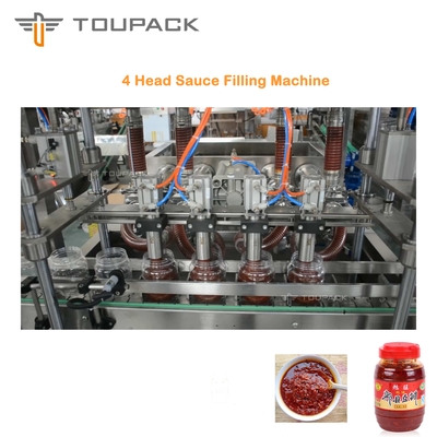 Máy đóng gói nước sốt PLC Máy làm đầy nước sốt đậu rộng dày Hệ thống làm đầy chất lỏng 4 đầu
