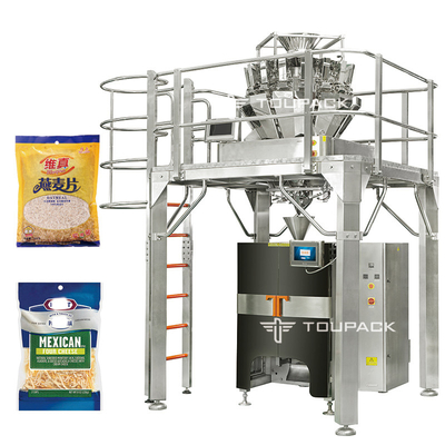 Máy đóng gói pho mát bào sợi Mozzarella với máy chiết rót bột yến mạch có trọng lượng nhiều đầu