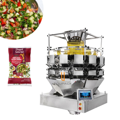 Máy đóng gói dọc có thể định cấu hình Máy cân nhiều đầu Salad 14 đầu