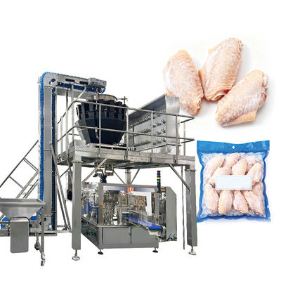 Máy đóng gói túi thực phẩm đông lạnh tự động hút chân không, cấp thực phẩm, cho tôm, mực, vòng, máy đóng gói với cân định lượng đa đầu