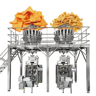 Máy đóng gói hạt tự động Chips khoai tây tất cả trong một dây chuyền sản xuất cân và túi