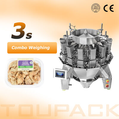 Automatic Tray Sealer Machine with Screw Multihead Weigher for 60 bpm Ready Meal Packaging Line