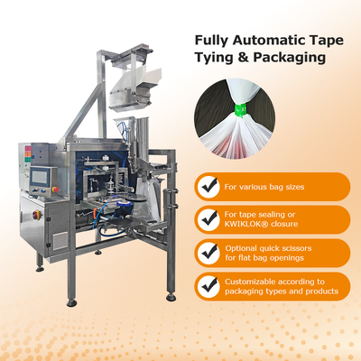 Máy đóng túi tự động để đóng gói rau quả tươi bằng băng dính hoặc hệ thống đóng kẹp nhựa