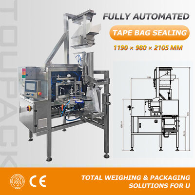 Máy đóng túi sản xuất tự động dành cho túi nhựa đục lỗ có tùy chọn dán băng và đóng kẹp