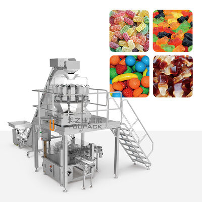 Tự động kẹo Nuts bỏng ngô có thể làm đầy máy cân nhiều đầu Dây chuyền đóng gói lọ nhựa